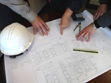 Compass on architectural schematic